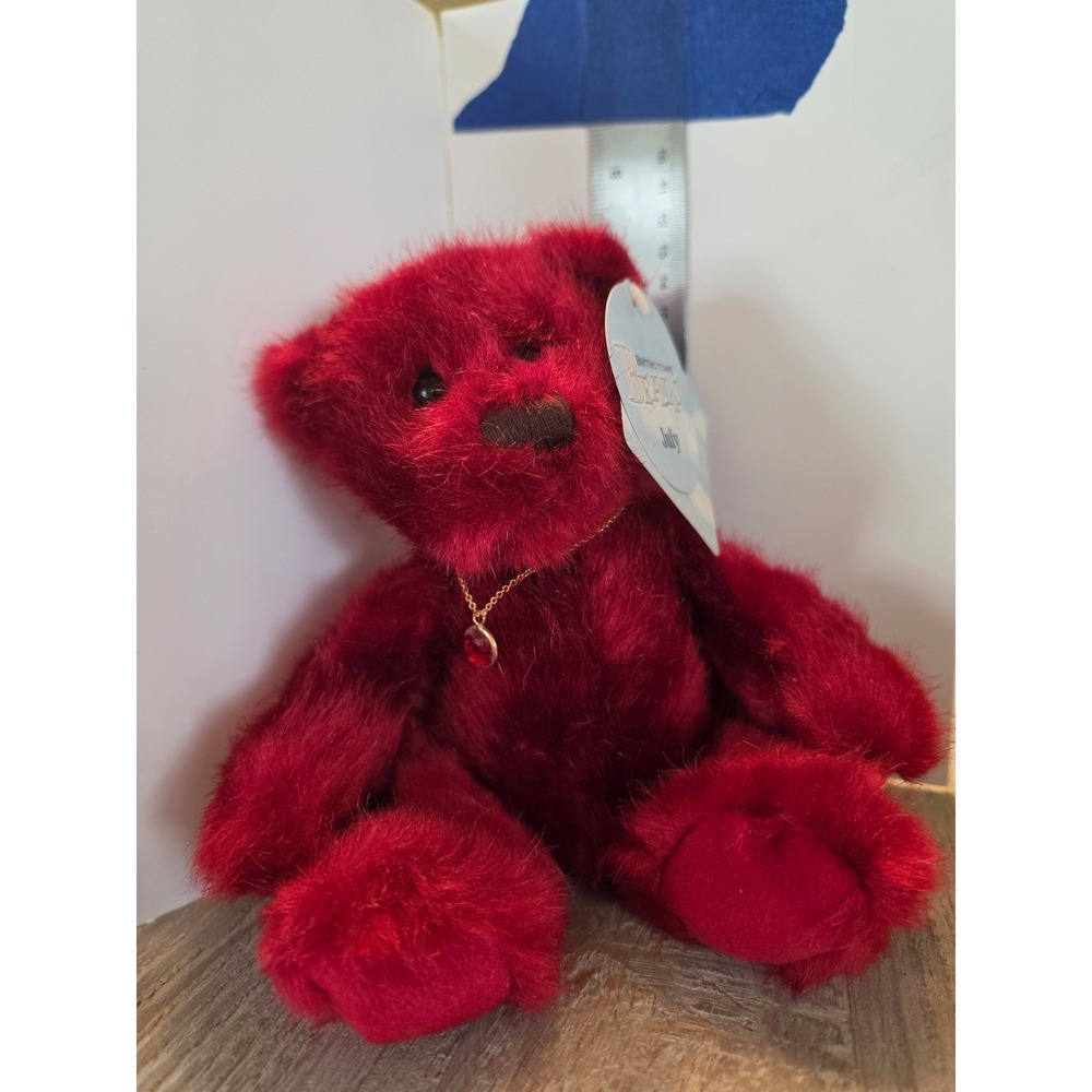 New Applause Ruby Red July Birthstone plush teddy bear gift necklace
